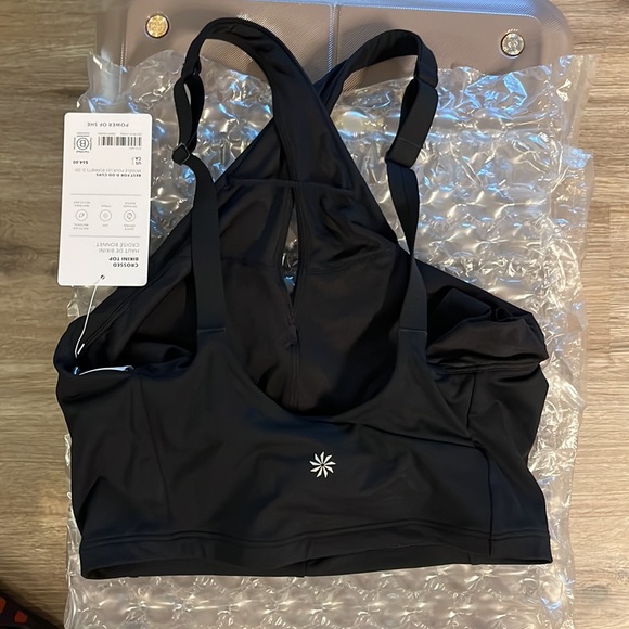 NWT Athleta crossed bikini top black size small best for D/DD cups - Picture 5 of 6